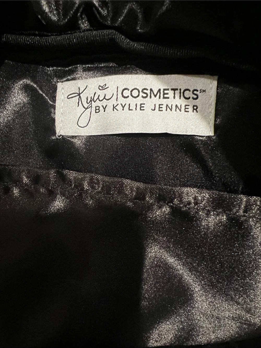 Kylie Cosmetics Black Satin Makeup Pouch with Label